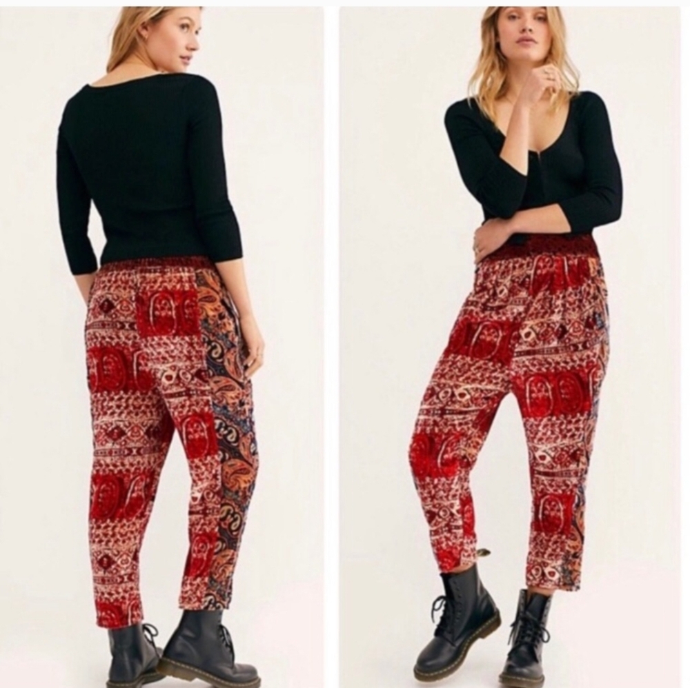 Free People High Waist Fes Velvet Soft Harem Pants